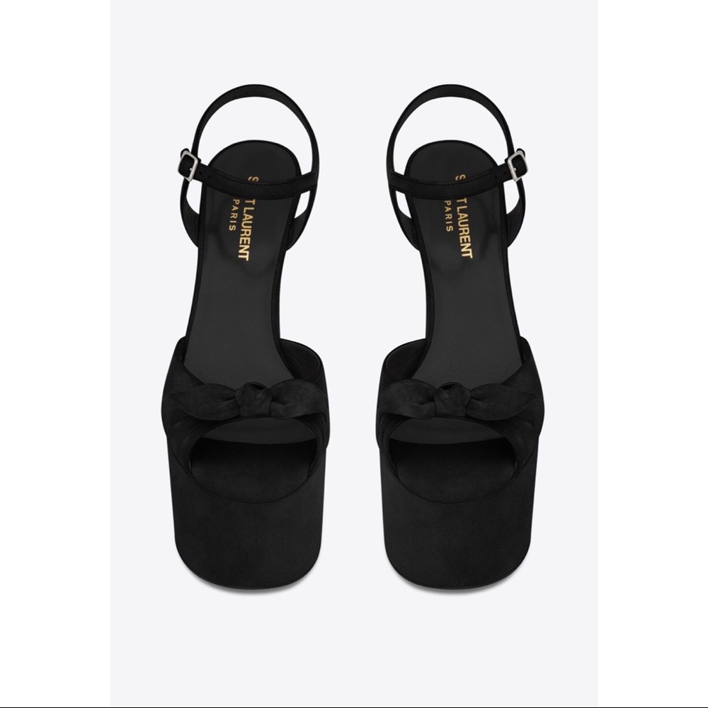 Saint Laurent Paris Betty 80 Bow Platforms